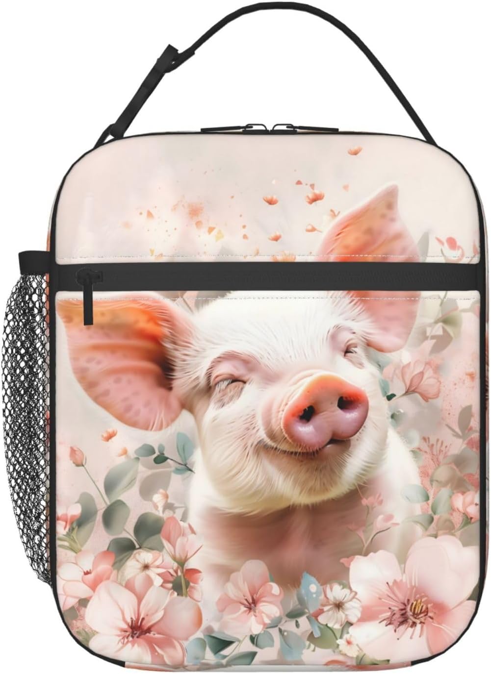 Floral Pig Lunch Box for Women Men, Insulated Lunch Box, Reusable Lunch Bag for Office, Work, Picnic, Travel