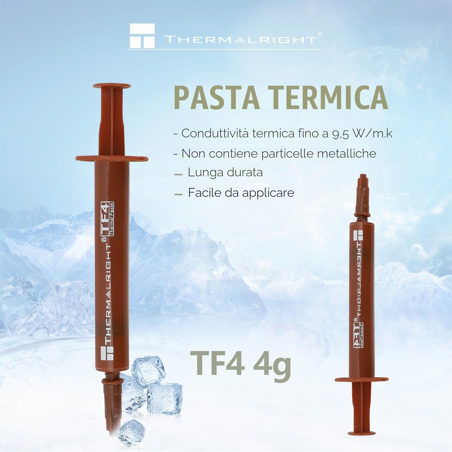 Thermalright TF4 4 g di pasta termica per radiatore, pasta dissipatore di calore ad alta resistenza 9,5 W/m.k, 4 grammi, con spatola (TF4 4 g)