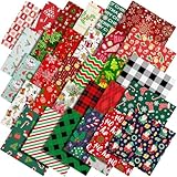 60 Pieces 10 x 10 Inch Christmas Fabric Holiday Quilting Fabric Snowman Christmas Tree Print Fat Quarters Printed Theme Sewing Squares Decorative DIY for Crafts (Snowman)