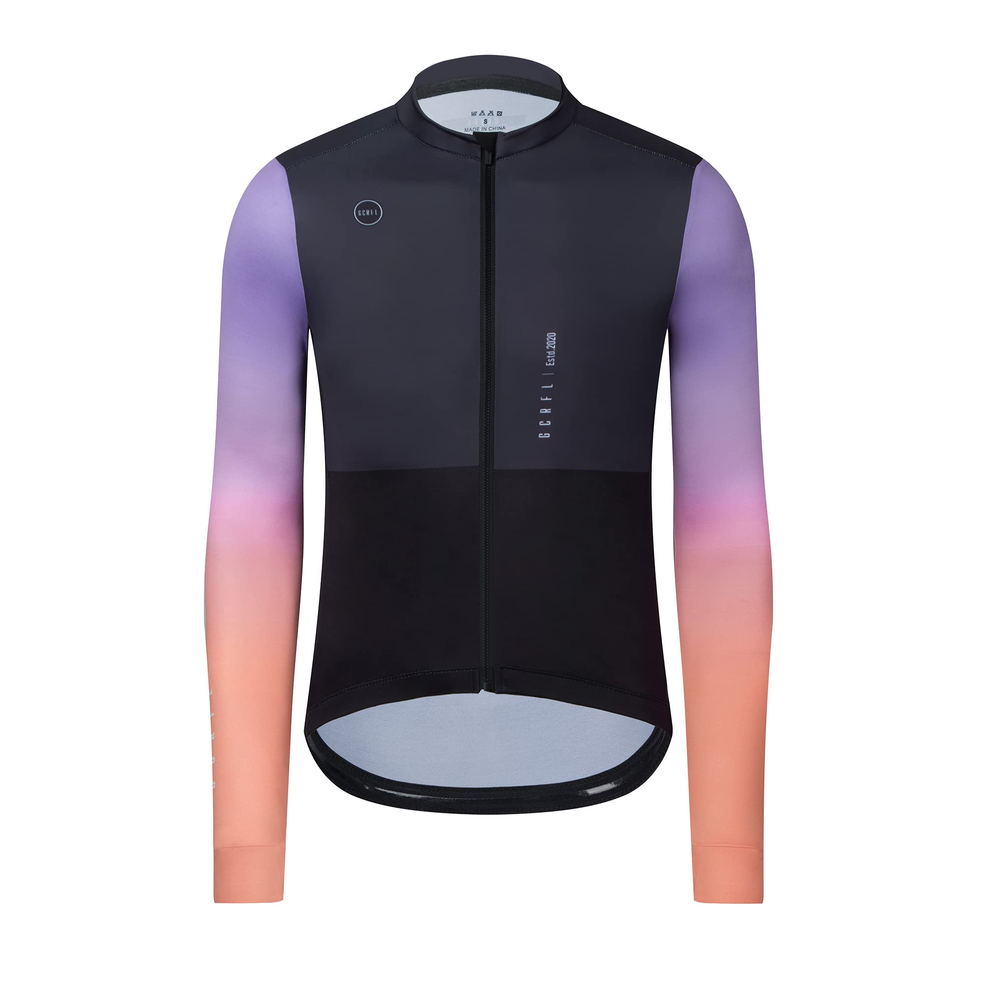 GCRFL Cycling Jersey Mens Long Sleeves Bike Jersey Biking Shirt 4 Rear Pockets Lightweight PRO Race Fit UPF 50+