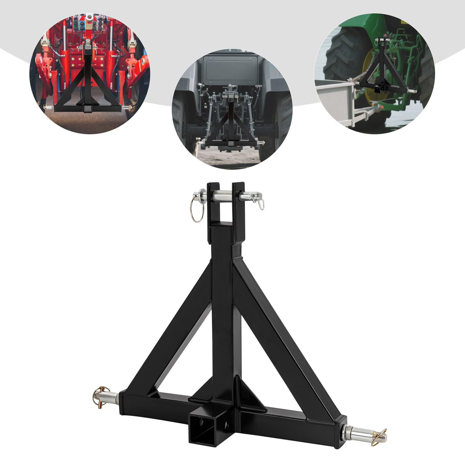Acoplamiento de remolque de 3 puntos, receptor de 2 pulgadas, adaptador para tractor de categoría 1, adaptador de acoplamiento para remolques y aparatos de granja