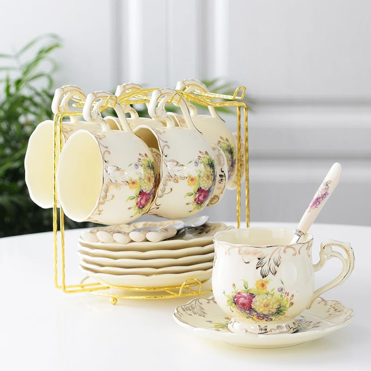 Taza de Té de Cerámica Estilo Europeo con Tapa para Oficina