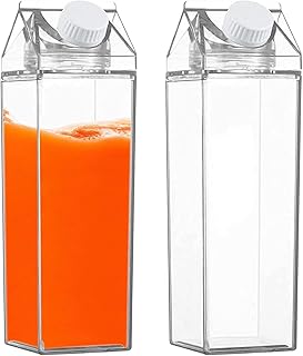 Garrafas De Água Quadradas Transparentes - Garrafas De Água Quadradas Transparentes | Garrafa de suco transparente à prova de vazamento para caixa de leite de grau alimentício para esportes ao Fovolat