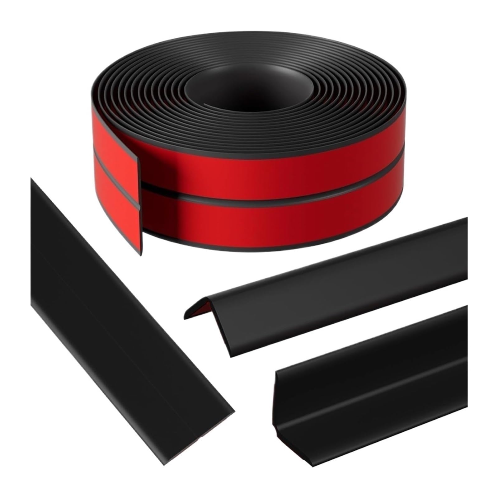 Flexible Laminate Beading Self Adhesive Wall Corner Protector Peel and Stick Moulding Trim Bendable Flexible Floor Transition Strip(Black-4cm x 3m)