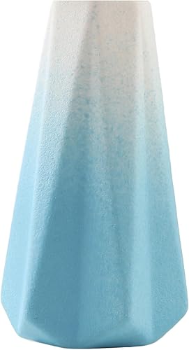 LSBTAUCP Jarrón de cerámica minimalista de color blanco y azul degradado para decoración del hogar, adecuado para plantas de interior de flores