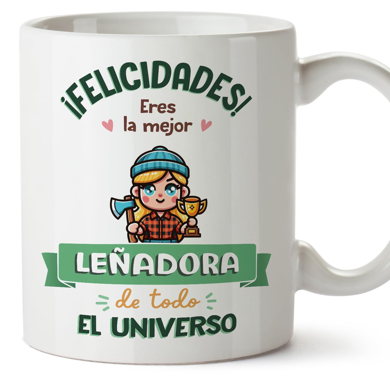 MUGFFINS Lumberjack Woman Mug - in Spanish - Mejor Universo Trofeo - Funny Gift for Colleagues - Ceramic 11oz Mug — image 1