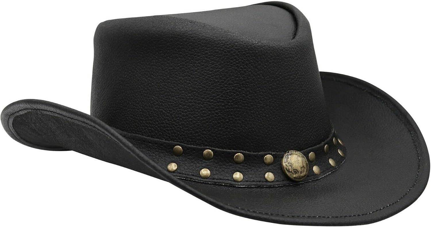 Sidewinder Australian Cowboy Leather hat Steampunk Unisex Adult for Men and Women Shapeable Outback Western Style Wide Brim - Image 3