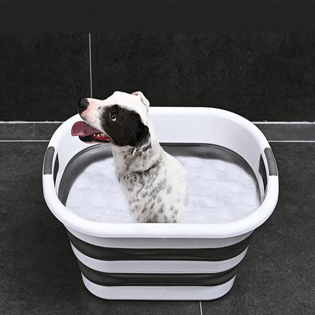 26L Zusammenklappbar Hundebadewanne Tragbar Haustier Badewanne Faltbar Wäschewanne Multifunktionale Aufbewahrungsbehälter Platzsparend Organizer Outdoor Indoor Kleine Katzen Hunde Wasserbecken