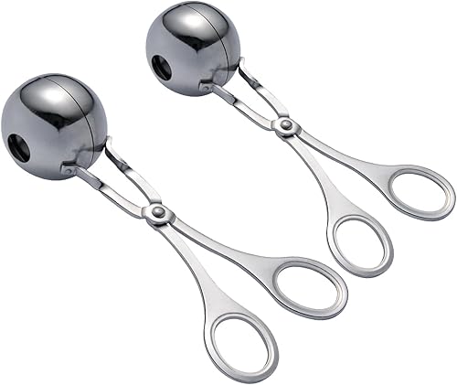 2 bolas de carne de acero inoxidable para hacer albóndigas de bola de albóndigas antiadherentes con asas antideslizantes desmontables, máquina de