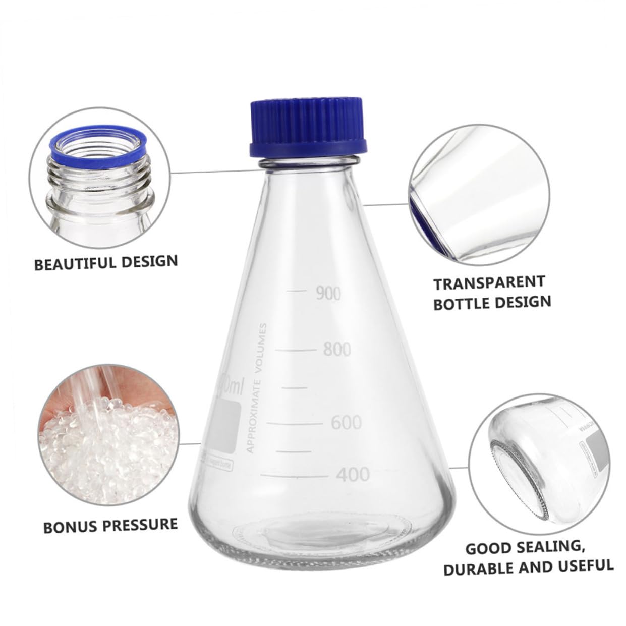 2 Piezas Matraz Triangular Matraz Erlenmeyer Científico Matraz De Laboratorio Graduado Vaso Graduado Erlenmeyer De Boca Estrecha Vaso De Cristal Reactivo Con Escala Vidrio