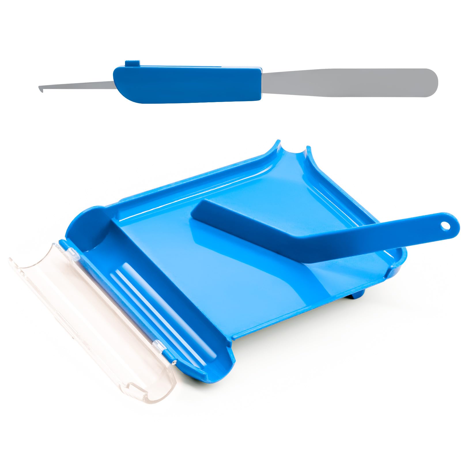 Pill Counting Tray with 2 Spatula, Efficient Dispensing and Hygiene Non-Contact Dispensing Tool for Pills, Suitable for Pharmacies and Households (Light Blue)