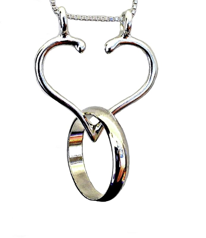 Ali C Art STERLING SILVER Ring Holder Necklace Heart