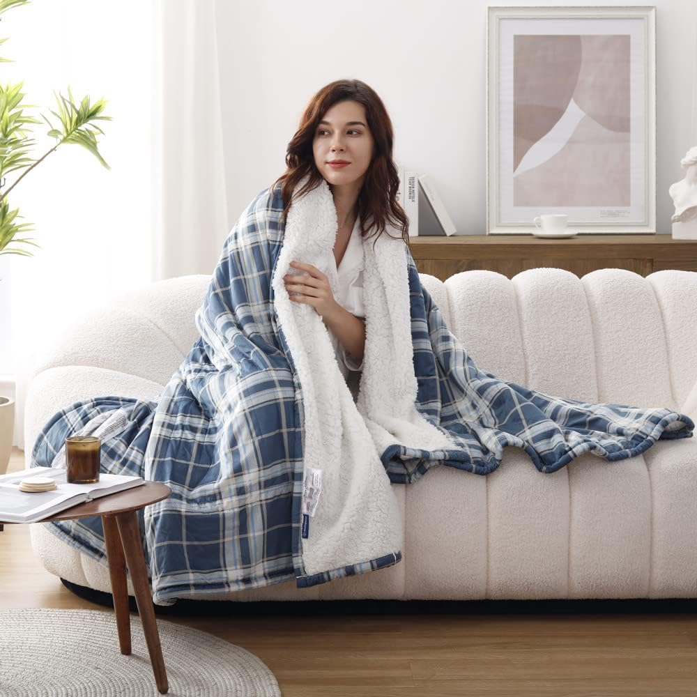 Review BAZORO Electric Blanket, Plaid Heating Blanket, 6 Heat Settings