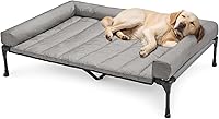 Vista 29 de Veehoo Cama elevada refrescante para perro que incluye cojín de refuerzo extraíble e impermeable, cuna elevada para mascotas con malla Teslin