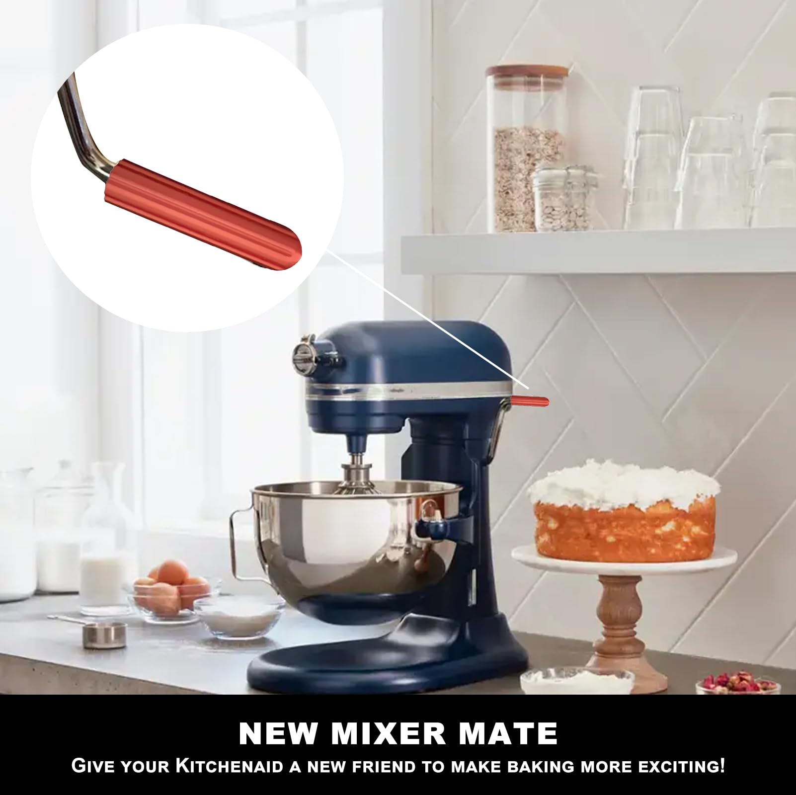 Stand Mixer Handle for KitchenAid Stand Mixers – Compatible with Pro 5 Plus, Mixer Accessory with Comfy Grip for Enhanced Stability and Convenience (Red)