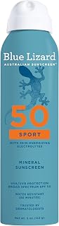 Blue Lizard Sport Mineral Sunscreen Spray SPF 50+ Zinc Oxide - Water-Resistant 80 Min, Vegan, Reef-Safe, Dermatologist Recommended, 5oz