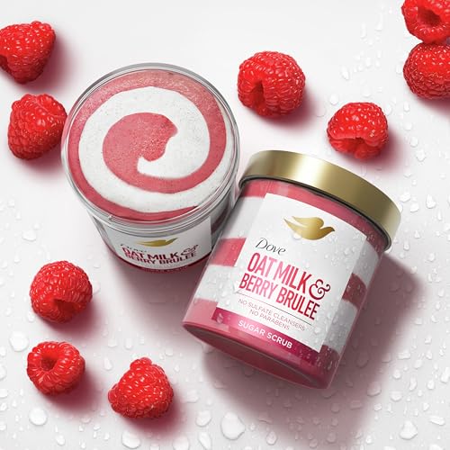 Image of Dove Sugar Body Scrub Oat Milk & Berry Brulee For Women For Exfoliated & Hydrated skin 15 oz