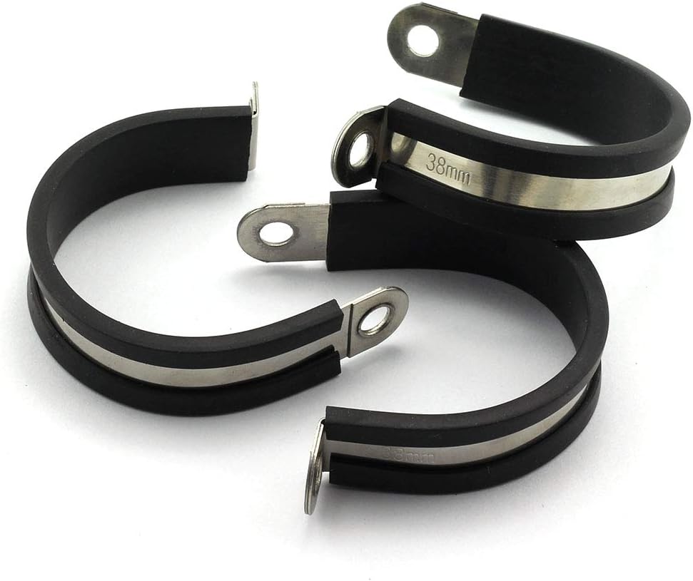 HJ Garden 6pcs 1-1/2 inch Rubber Cushioned Stainless Steel Cable Clamp