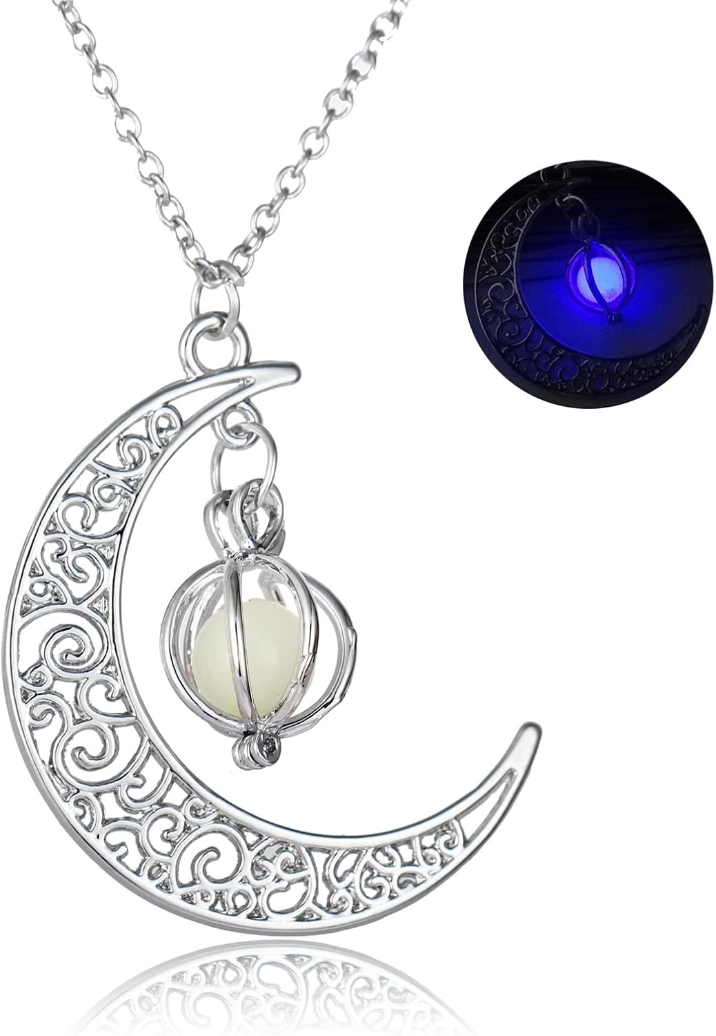 GIGB PBDK Moon Pendant Necklacefor Women,Luminous Series Moon Love Fluorescent Necklace Glow in the Dark Necklace