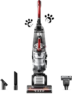 Eureka FloorRover Bagless Pet Upright Vacuum Cleaner, Swivel Steering for Carpet and Hard Floor, Grey and Red