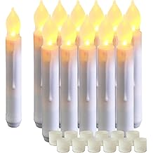 Amagic 12 Pcs Flameless LED Taper Candles, No Remote, Magical Hanging Floating Candles, Battery Operated Candlesticks, Electric Fake Candles Flickering 6.5" for Halloween Party Church Christmas Decor