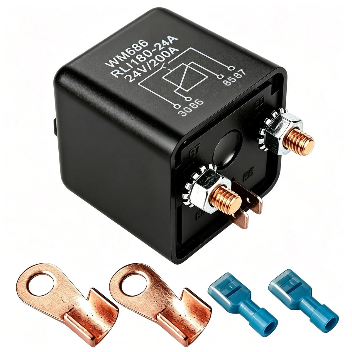 Gebildet 200A Automotive Relays For Car Truck Motor Boat Car Starter - 24V Dc 200 Amp Split Charge Relay Switch With 2 Pin Footprint + 2 Terminal