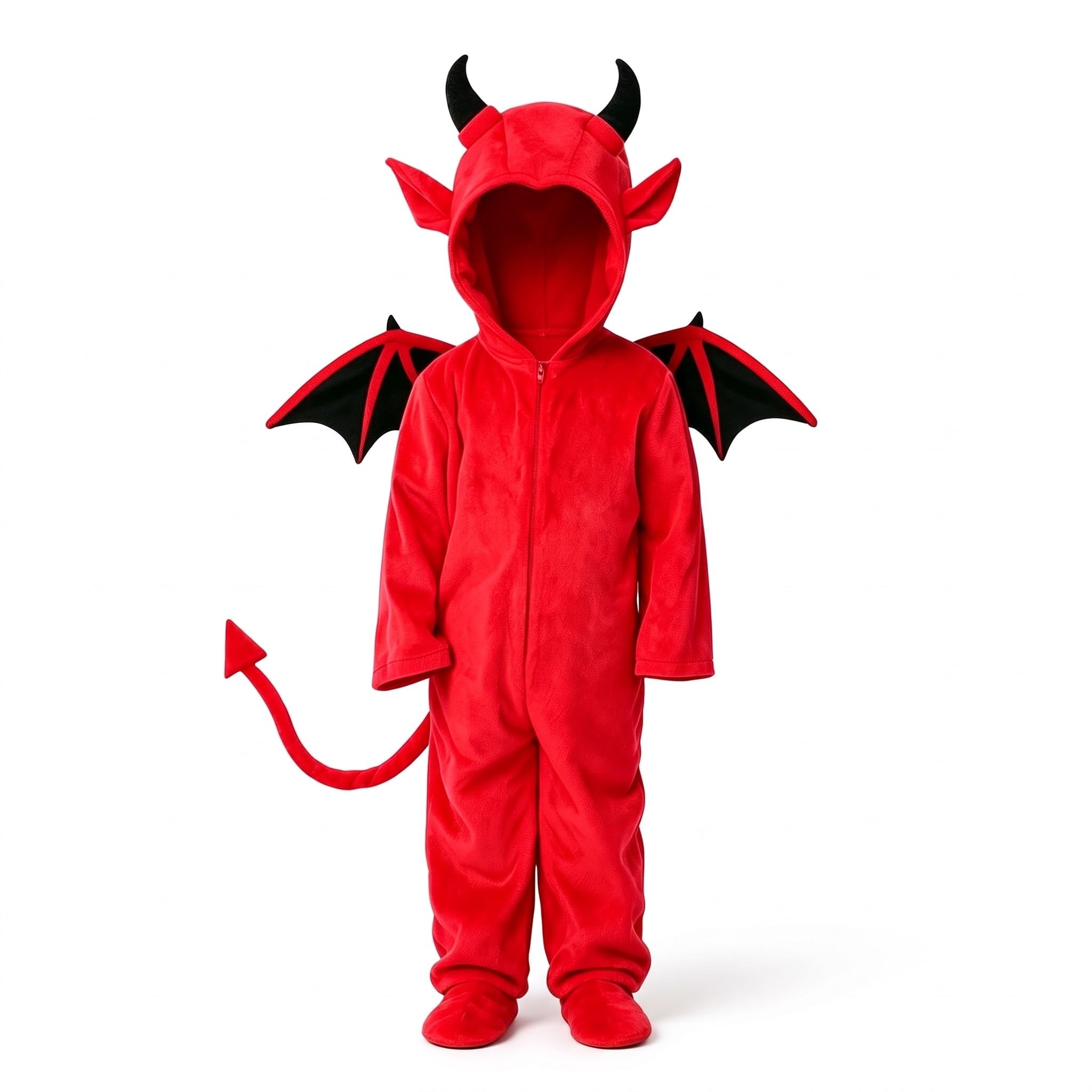 Halloween Costumes for Kids Devil Jumpsuits with Wing and Tail Zip-Up