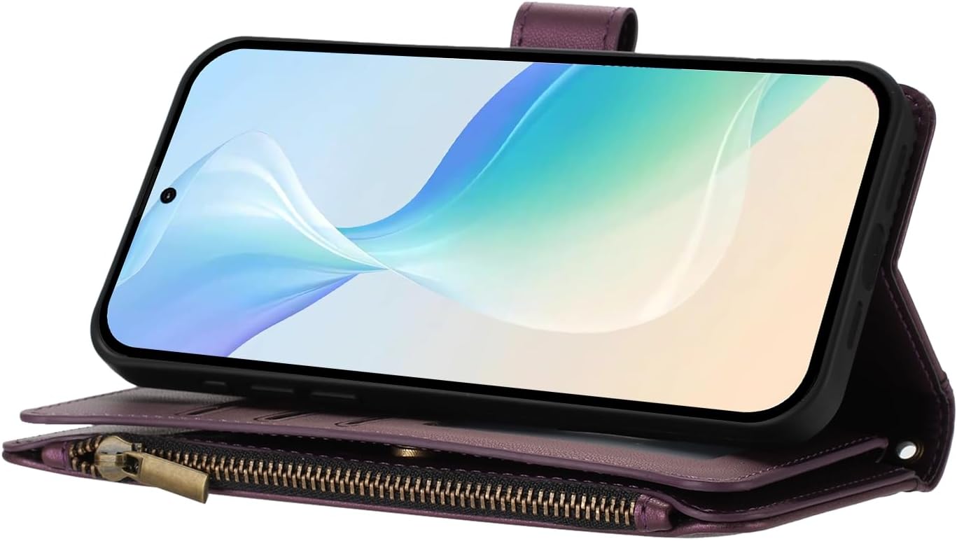 Compatible with Oppo A6 Pro (5G / 4G) / F31 5G Flip Kickstand Double Card Slots Zipper Wallet Case Purple