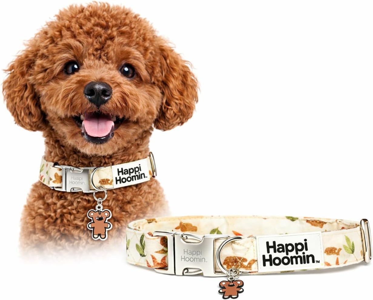 Stylish Dog Collar Leash Set 3-Piece – Adjustable Velvet Dog Collar with Metal Buckle & Poop Bag Holder for Medium & Large Dogs, Cute Fashion Pet Set (Cheetah & Cherries)