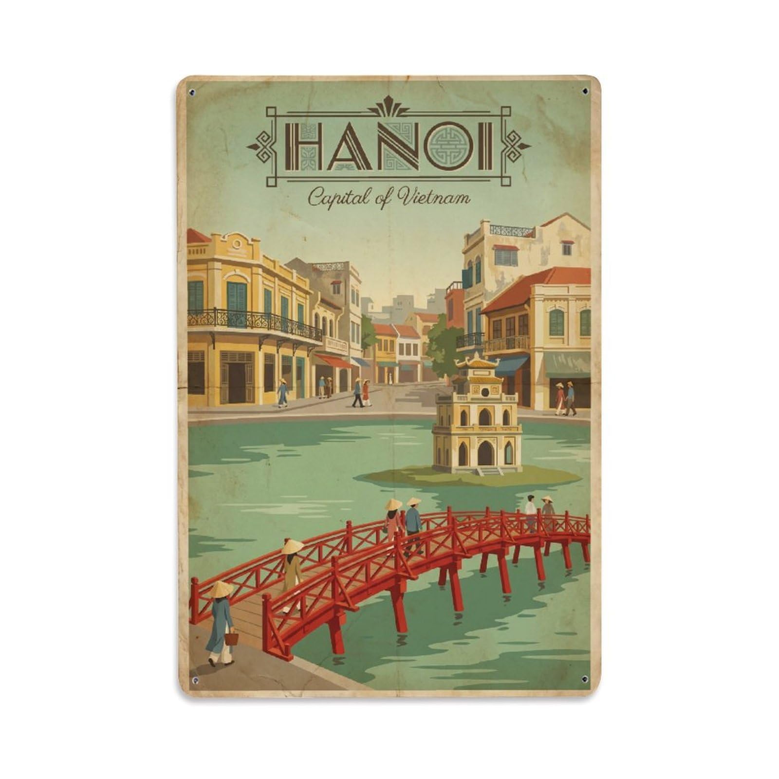 Huiyhb 8X12inch(20X30cm) Vintage Travel Vietnam Hanoi Metal Tin Sign