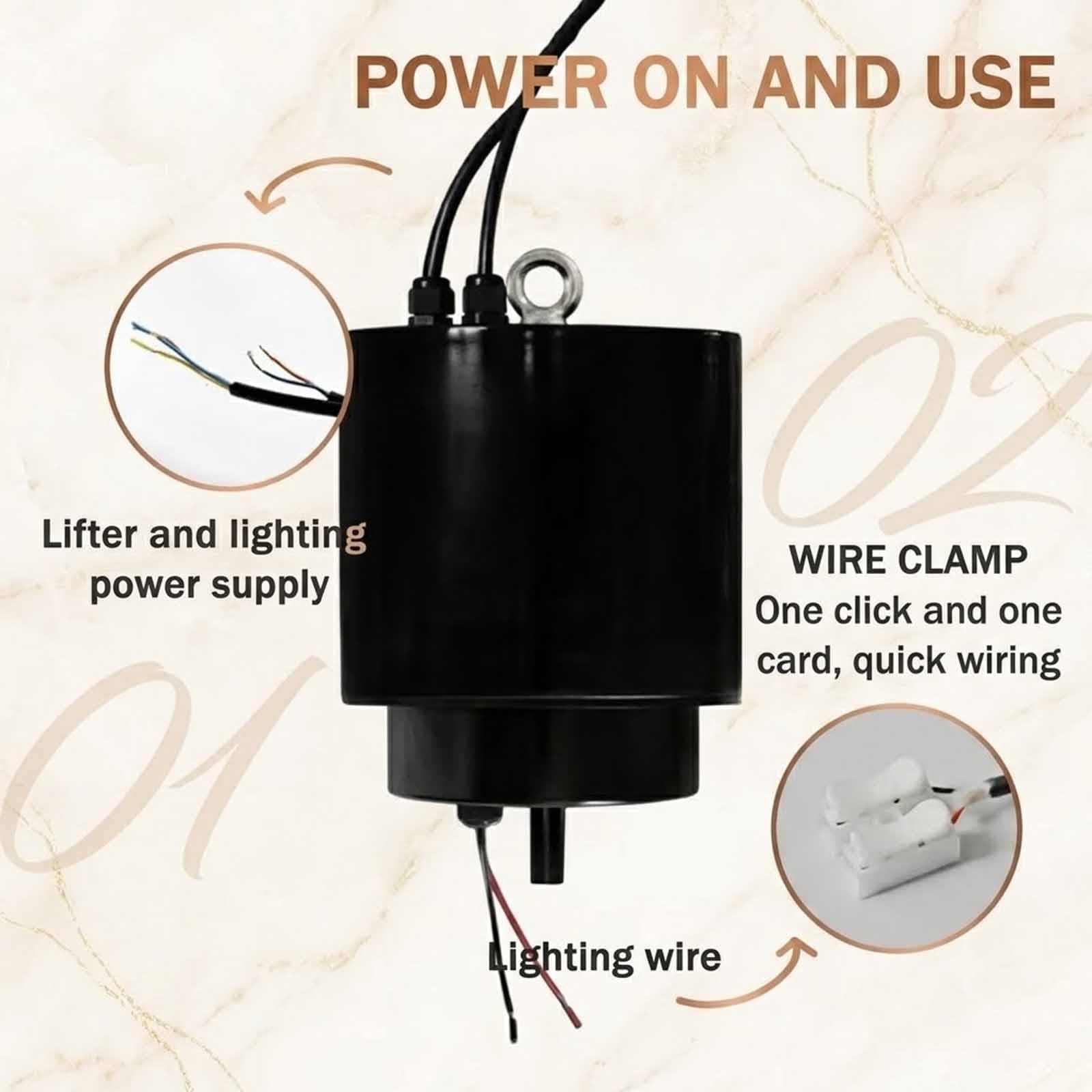 MObyat Paranco Elettrico Motorizzato da 25 W per Illuminazione, Sollevatore Elettrico per Lampadari con Telecomando, Altezza di Sollevamento ≤10 M, Portata 1-5 kg, per Pulizia E Manutenzione.