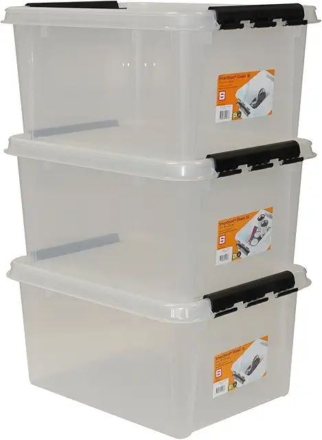 Orthex Kori Clipbox Smart Store Classic 3er-Set, 31 Liter transparent