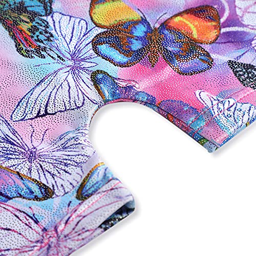 Image of HOZIY Gymnastics Leotards for Girls with Shorts Toddlers Biketards Rainbow Unicorn Dinosaur Mermaid Leopard Flower Galaxy