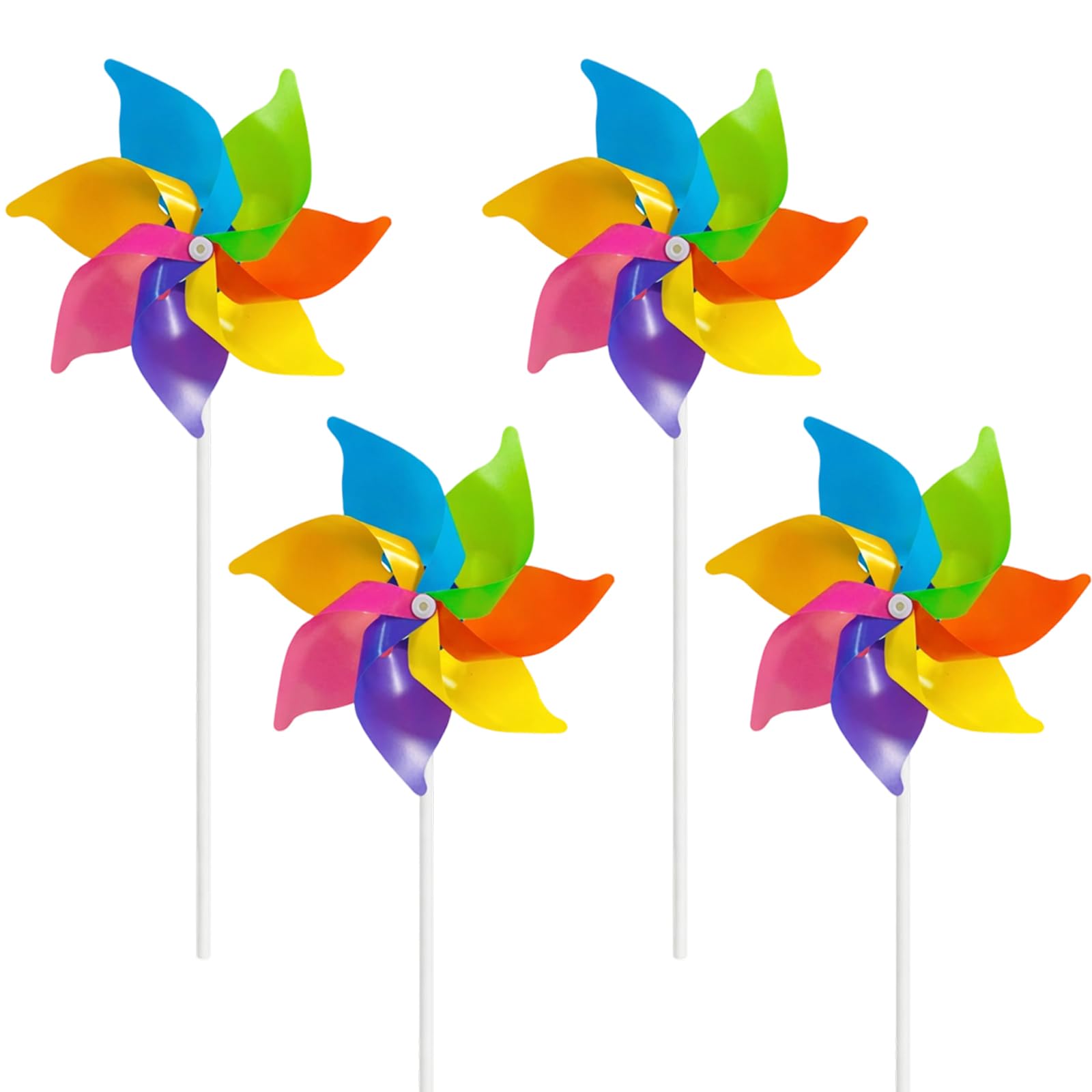 4 Pcs Rainbow Pinwheels, Garden Windmills Outdoor, Windmills for Party Decorations Outdoor Decor Lawn Yard Garden Patio