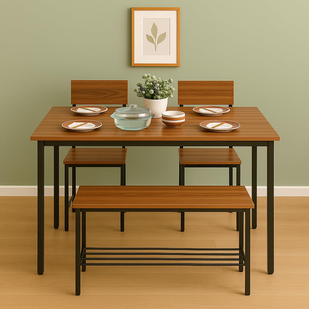 dining table set for 4 – compact 4 seater table with chairs for home, kitchen or office – space saving design
