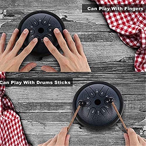 Mini Steel Tongue Drum 6 Notas 5.5 Pulgadas Negro miniatura 5