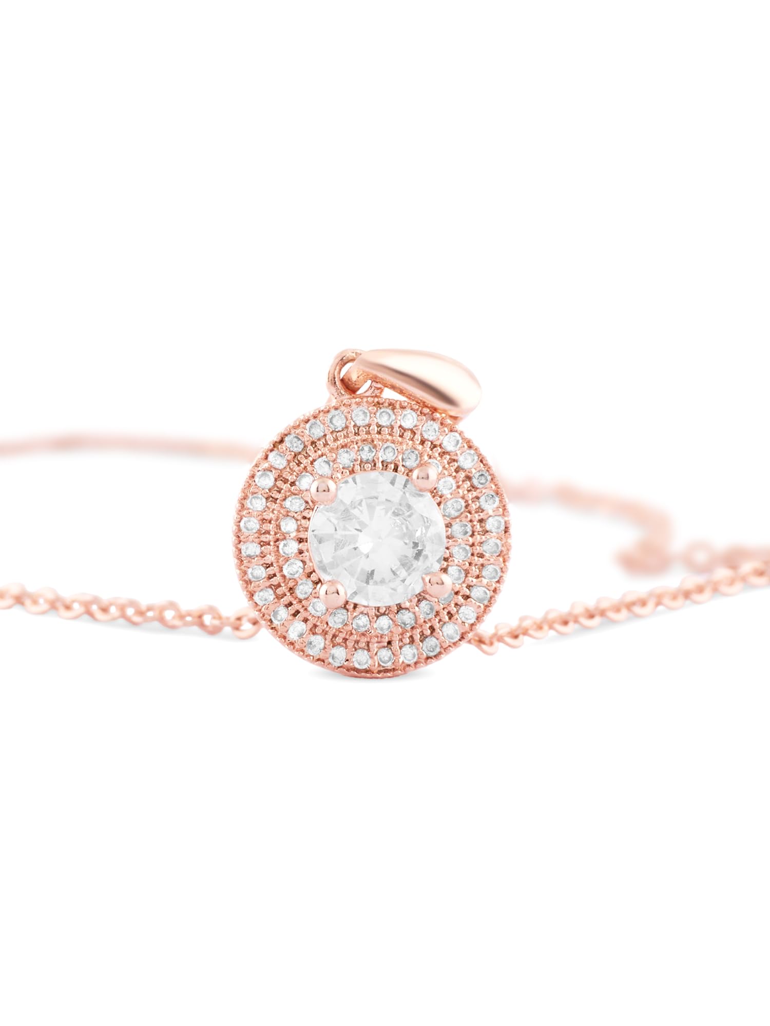 Sparkling CZ Brass Pendant with Chain