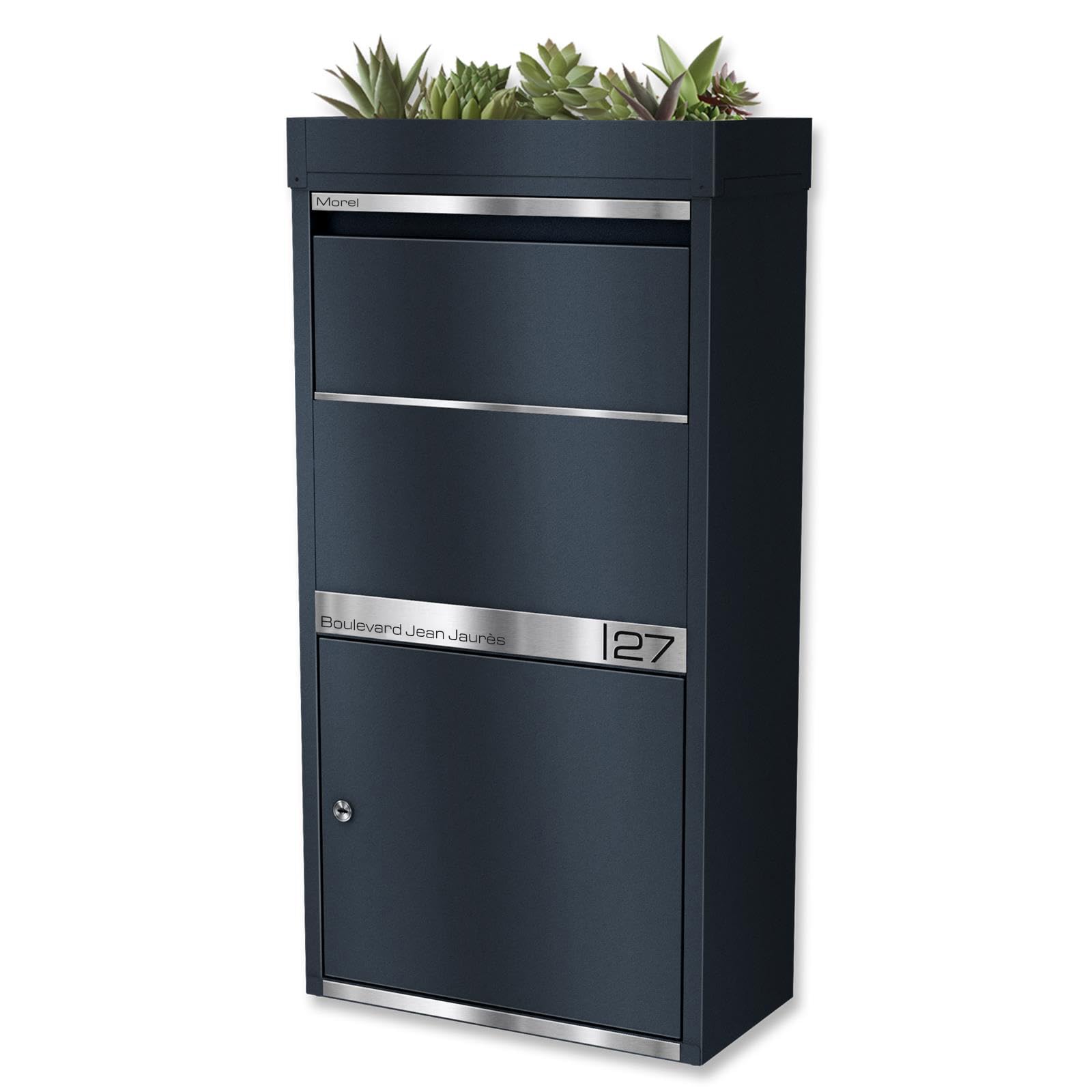Metzler® boîte à Colis avec Toit végétal et Gravure personnalisée Anthracite RAL 7016 étanche et sécurisée réception sans Contact compacte 10 Ans de pièces détachées Avalon