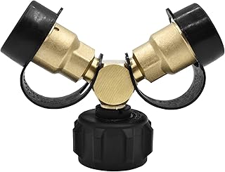 Haoo Propane Splitter - 2 Way Propane Tank Y Splitter Adapter with Valve, LP Gas Adapter Tee Valve Connector for 20 lb Propane Cylinder, BBQ Grills, Camping Stoves, Gas Burners
