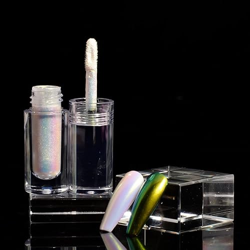 Miniatura 7 de Polvo de uñas cromado, efecto aurora, efecto espejo, sirena perla, purpurina, iridiscente, esmalte de uñas de gel para arte de uñas, manicura y