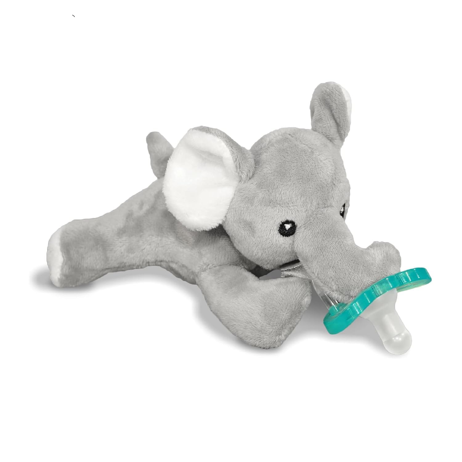 RaZbaby JollyPop Pacifier, Holder w/Detachable Baby Pacifier, Stuffed Animal RaZbuddy, All Ages 0M+, Machine Washable, Textured & Easy to Hold – Elephant