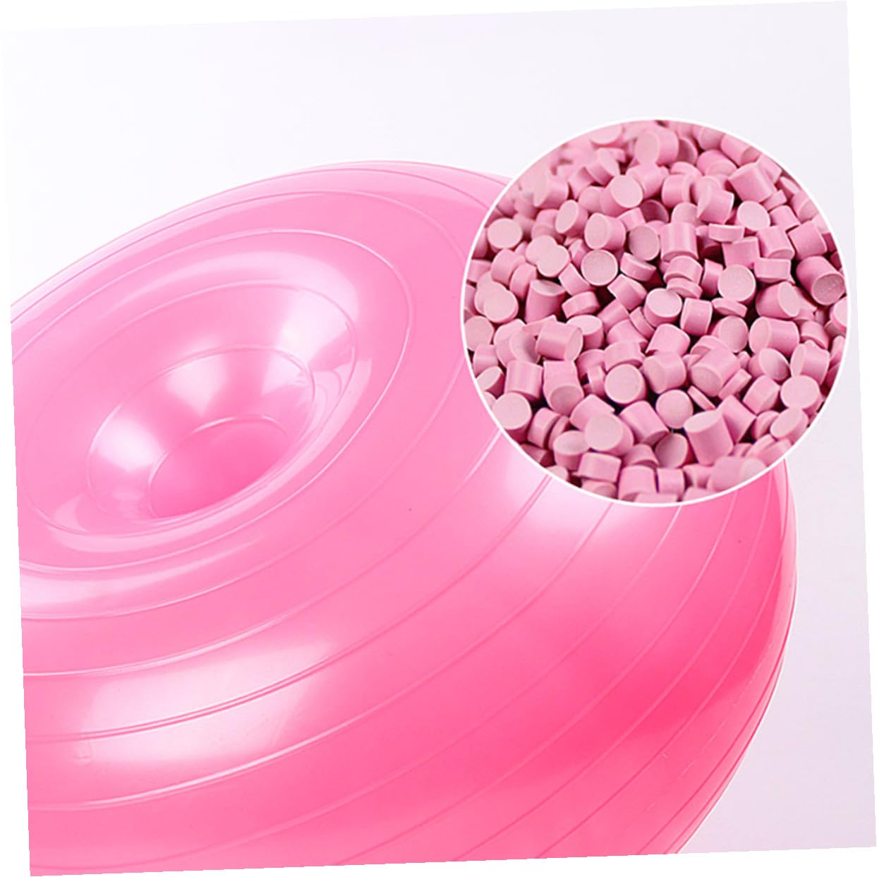 GARVALON Rosa Donut Gymnastikball aus PVC mit Luftpumpe für Balance | Anti Burst Design, Rutschfeste Oberfläche, für Training und Stabilität