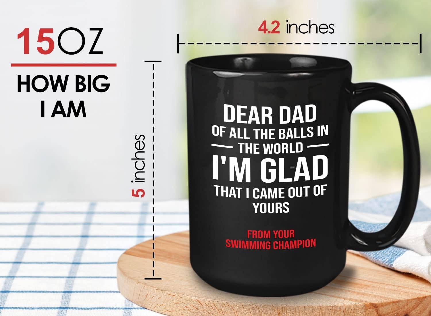 Bubble Hugs Dad Jokes Coffee Mug 15oz Black - Dear Dad from Your Swimming - Funny Father Humor Offensive Adult Jokes Birthday Child Proud Daddy