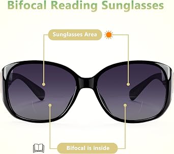 EYEGUARD 2 Pack Bifocal Reading Sunglasses for Women Oversized Sun Readers UV400 Protection Outdoor Reading Glasses
