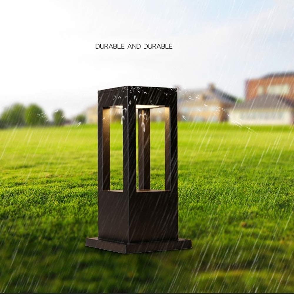 Moderne zylindrische Laterne Schwarz Druckguss Aluminium Scheinwerfer Rostschutz Fackel Lichter Rasen Zaun Gartendekoration Außenmast Säule Laterne Licht Blick auf p