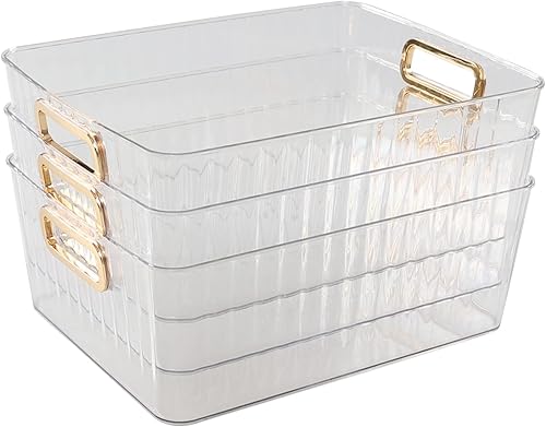 Bringer Contenedor de almacenamiento de plástico transparente, paquete de 4 contenedores multiuso
