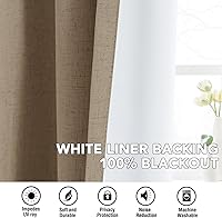 Vista 111 de H.VERSAILTEX Cortinas 100% opacas con aislamiento térmico, texturizadas, de lino, con bloqueo completo de calor y luz, para sala de estar y Negro