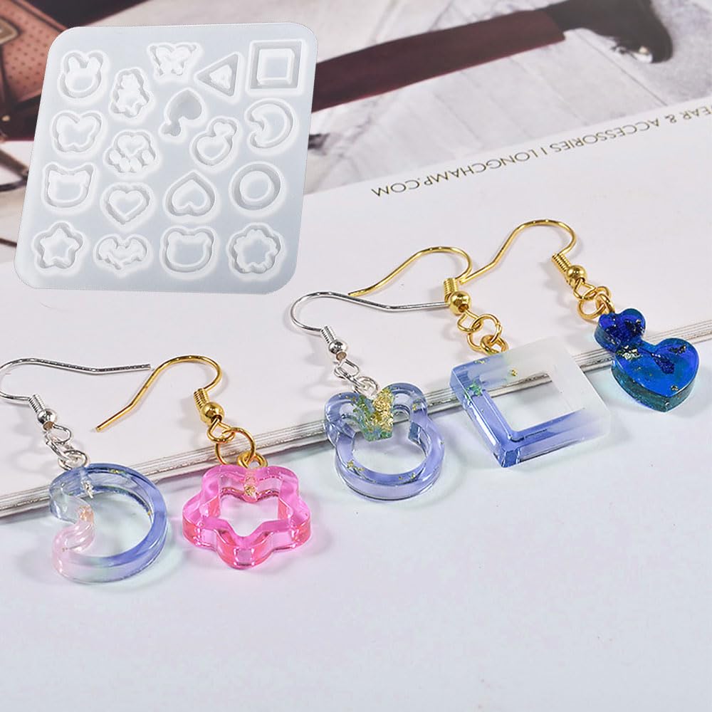 JIXIWANG 2 Pcs Silicone Moulds Jewellery Mold Earring Hooks Pendant Moulds Silicone Pendant Molds for Necklace Bracelet Charms DIY Crafting - Image 2