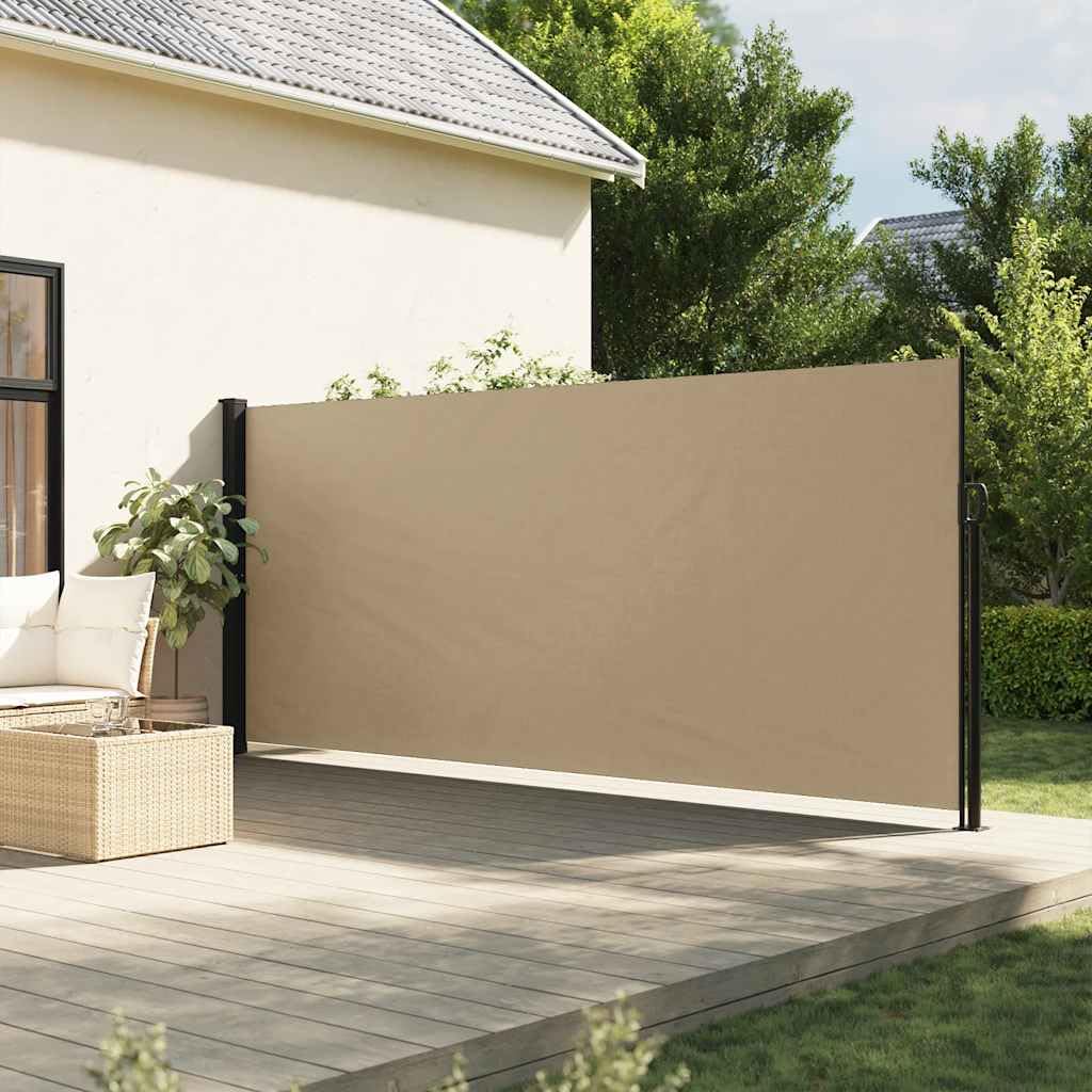 IKAYAA Retractable Side Awning Privacy screen garden Sun Shade Protector Balcony Screen Fence Panels Wind & UV Protection Garden Awning-beige-180 x 300 cm