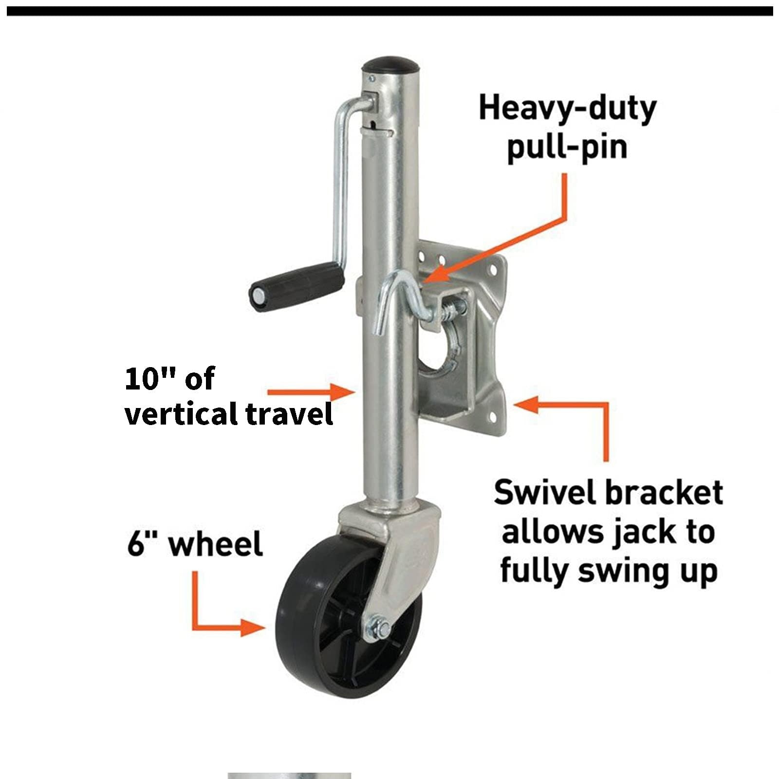 Stützfuß Anhänger Abstellstützen - Schwerlast Anhänger Stützrad, Schwenkbares Stützrad Für Anhänger, Stützrad Für Wohnwagen, Anhängerheber Mit 15cm Rad, Tragkraft 540kg, Einziehbar 25cm